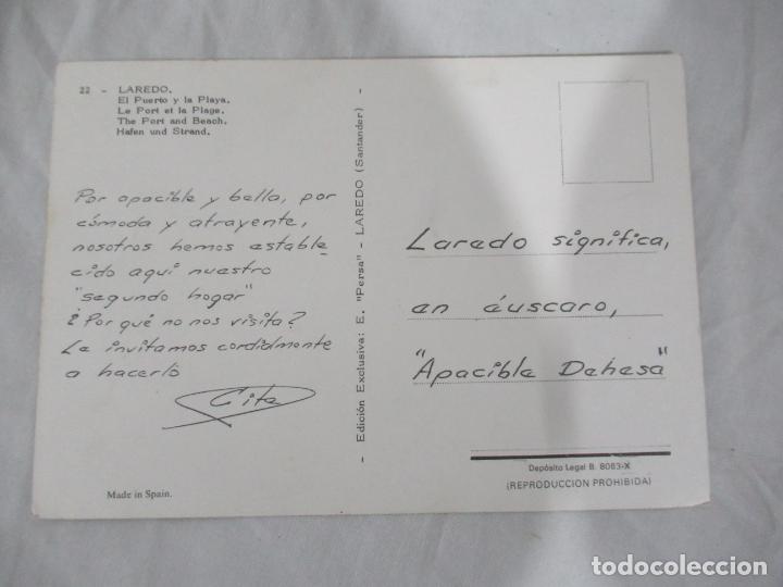 Postales: Laredo - El Puerto y la Playa - Escrita - Foto 2