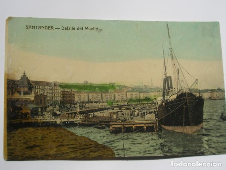 Postales: POSTAL DE SANTANDER. DETALLE DEL MUELLE - Foto 1