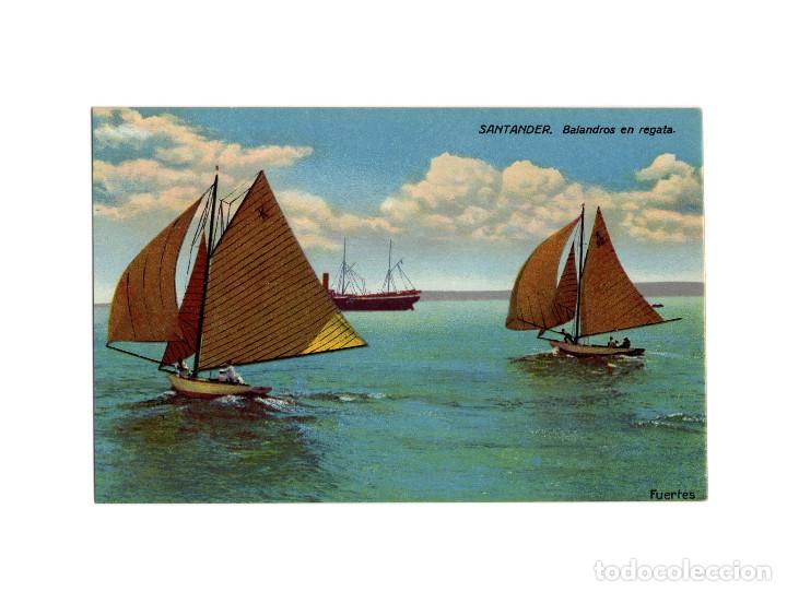 Postales: SANTANDER.(CANTABRIA).- BALANDROS EN REGATA. - Foto 1