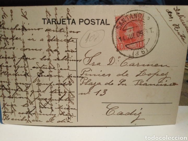 Postales: SANTANDER - PLAZA VELARDE, CIRCULADA 1909, - Foto 2