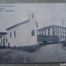 Postales: ANTIGUA TARJETA POSTAL ONTANEDA IGLESIA Y BALNEARIO - LIBRERÍA M. ALBIRA- SANTANDER (CANTABRIA) 1911. Lote 233158375