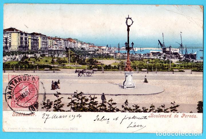 Postales: SANTANDER. BOULEVARD DE PEREDA. PURGER & CO. CIRCULADA EN 1904. - Foto 1