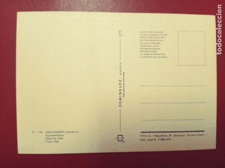 Postales: Postal Santander. Ayuntamiento (Sin circular) - Foto 2