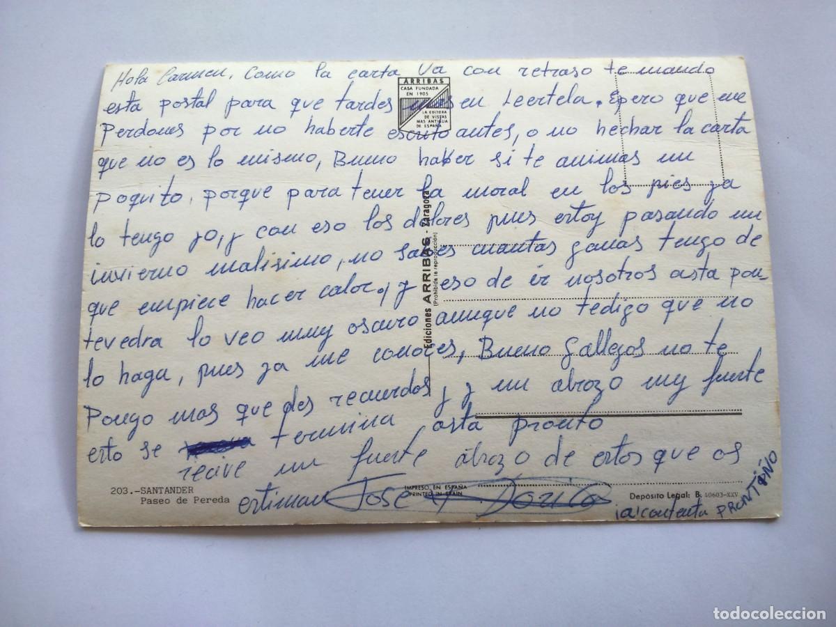 Postales: PSTAL -- SANTANDER - PASEO DE PEREDA -- USADA -- - Foto 2