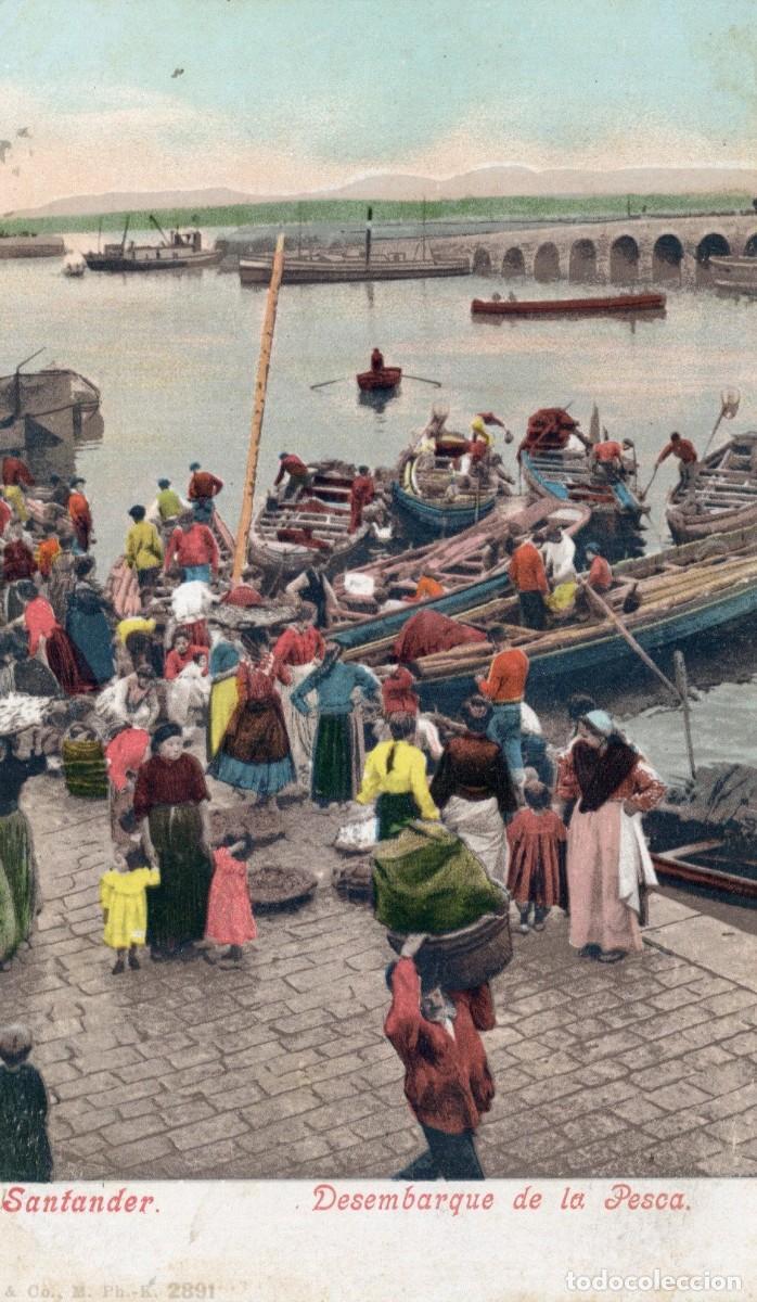 Postales: SANTANDER. DESEMBARQUE DE LA PESCA - Foto 1