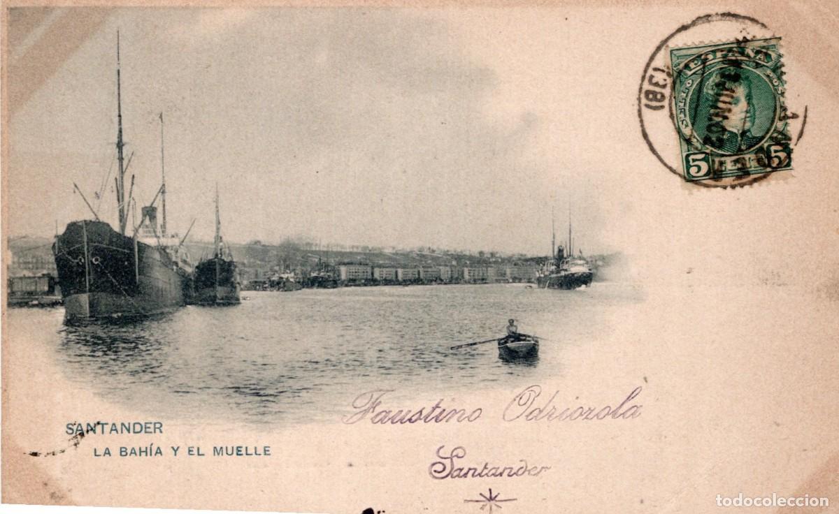 Postales: SANTANDER. LA BAH&Iacute;A Y EL MUELLE. H Y M - Foto 1