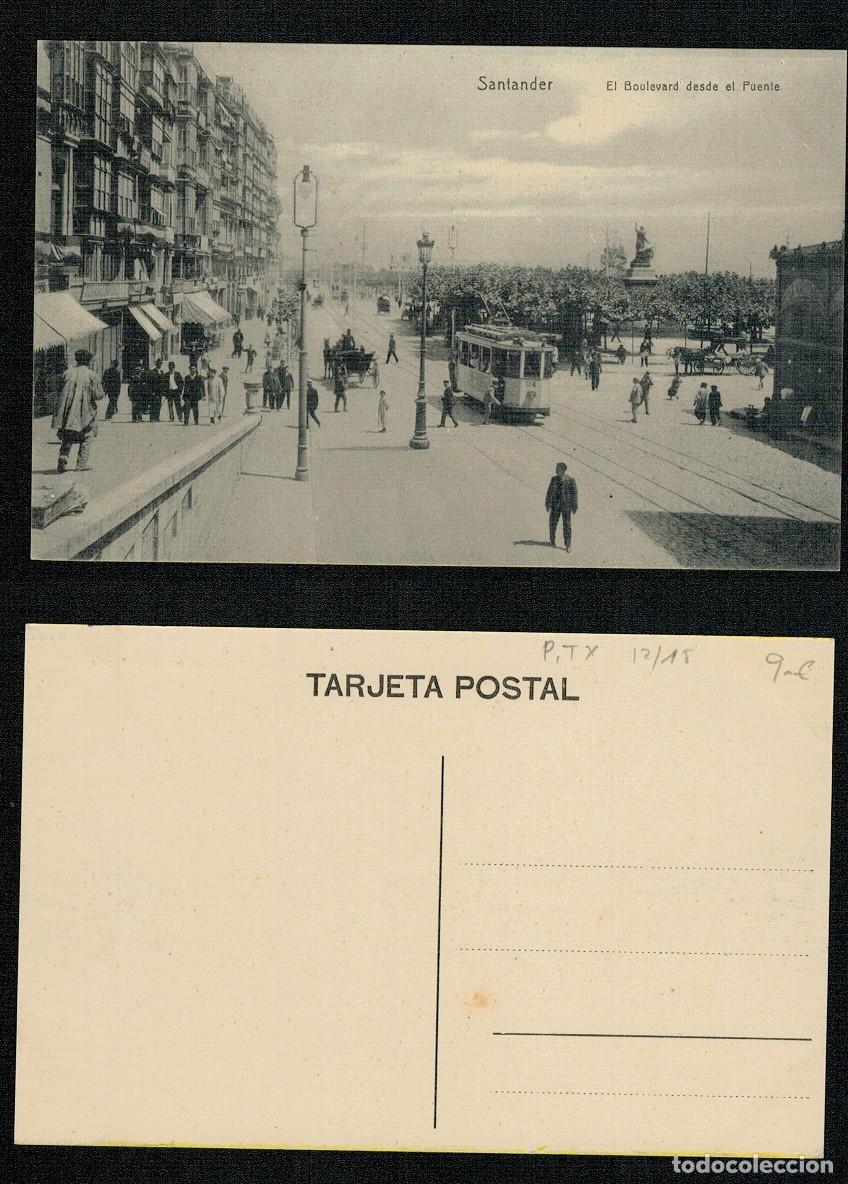 Postales: POSTAL DE SANTANDER. EL BOULEVAR DESDE EL PUENTE. - Foto 1