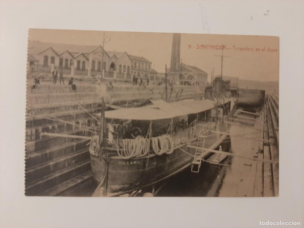 Postales: POSTAL SANTANDER TORPEDERO EN EL DIQUE. SIN CIRCULAR. - Foto 1