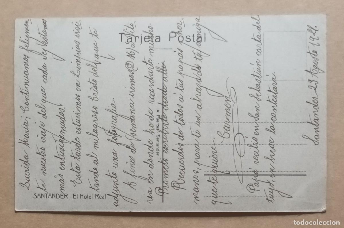 Postales: POSTAL - SANTANDER - 1921 - EL HOTEL REAL - Foto 2