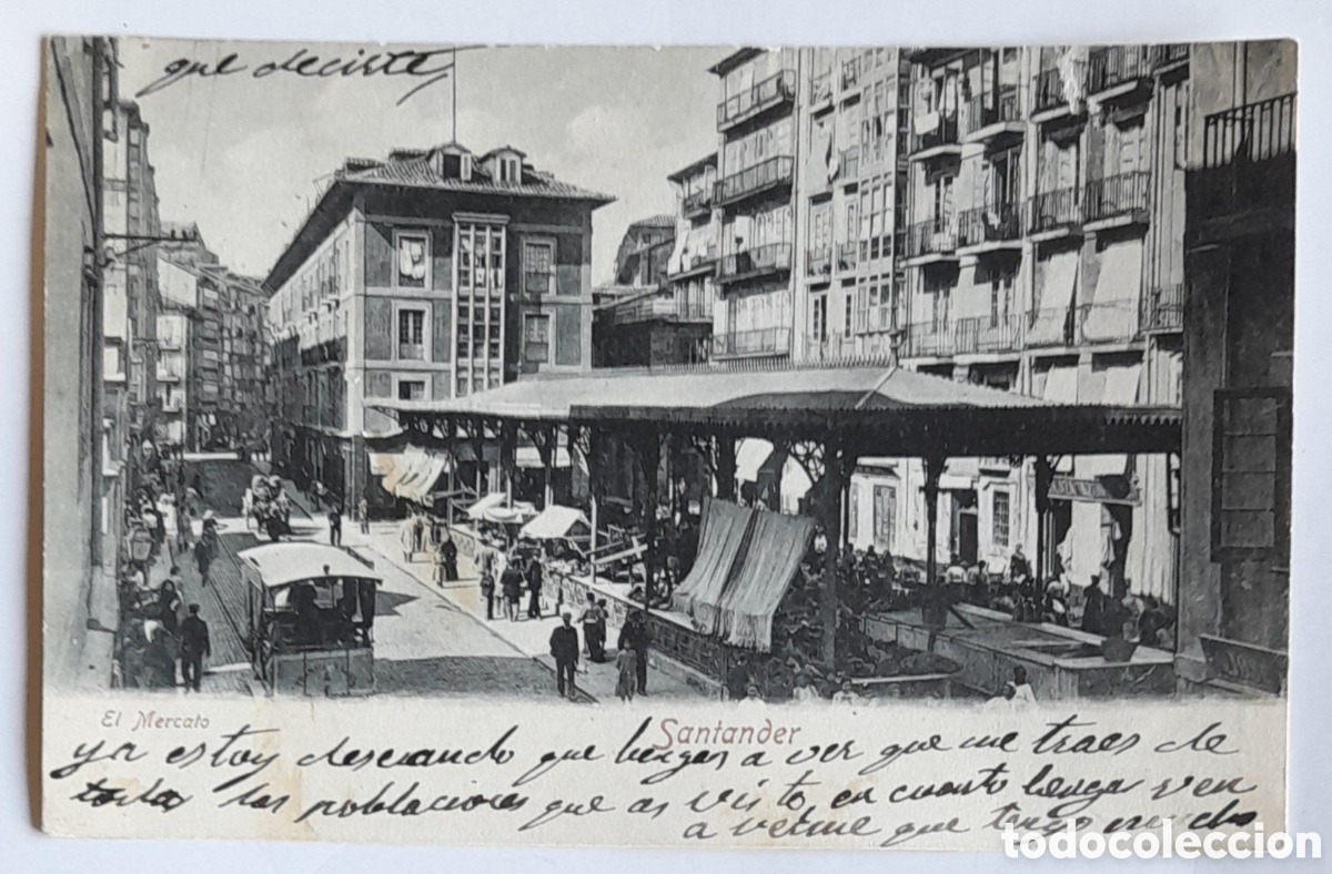 Postales: SANTANDER. El Mercado. R&ouml;mmler & Jonas, Dresde. Circulada. - Foto 1