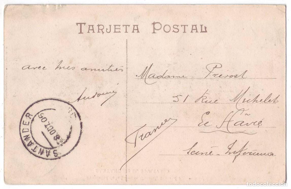 Postales: Santander: El Boulevard. Librer&iacute;a General. Circulada (1906) - Foto 2