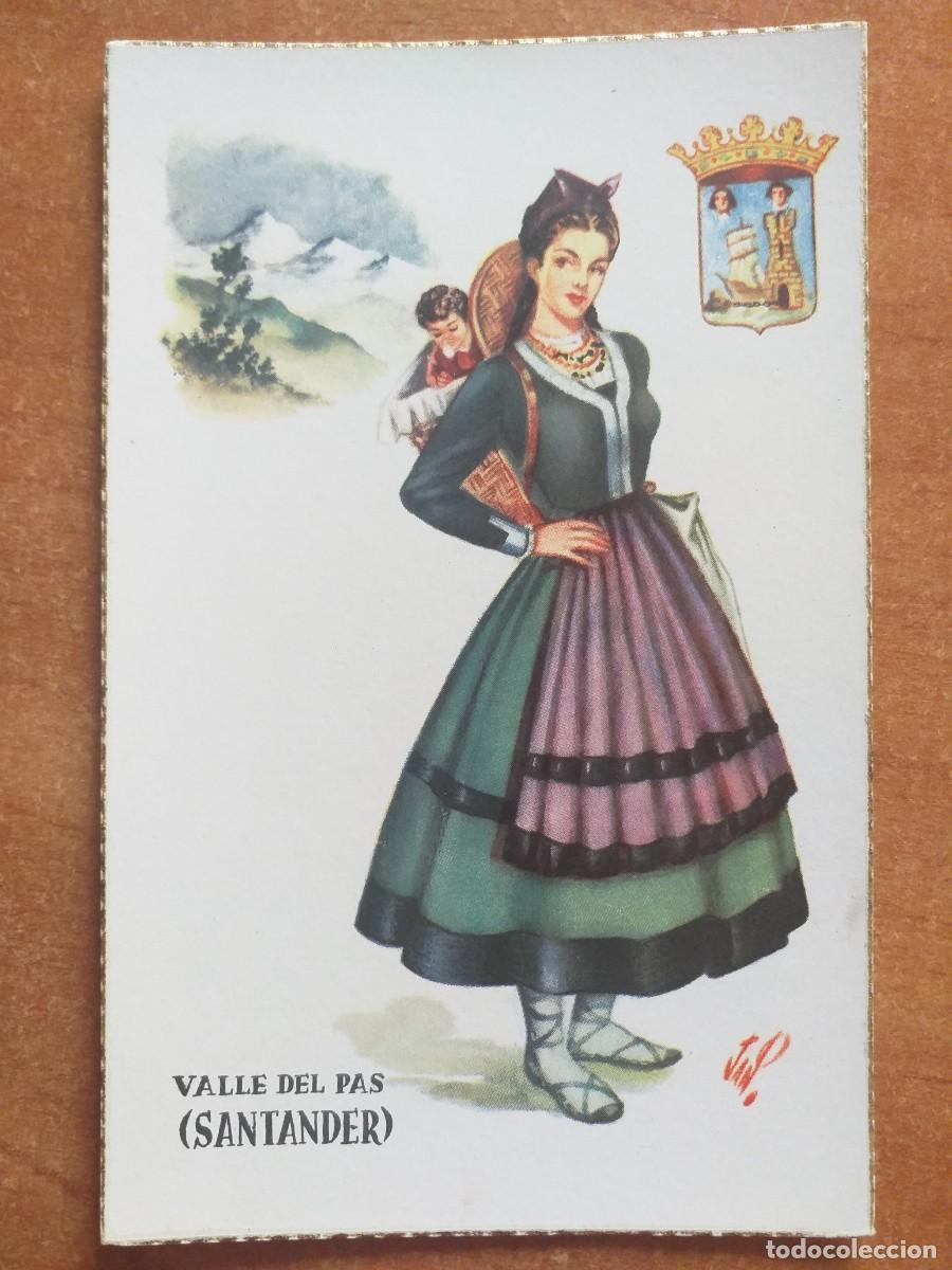 Postales: POSTAL TRAJE T&Iacute;PICO VALLE DEL PAS - SANTANDER - - Foto 1
