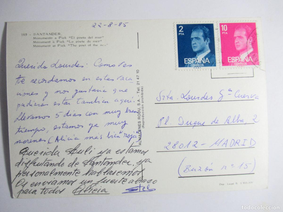 Postales: Santander - Monumento a Pick, el Poeta del Mar - Foto 2