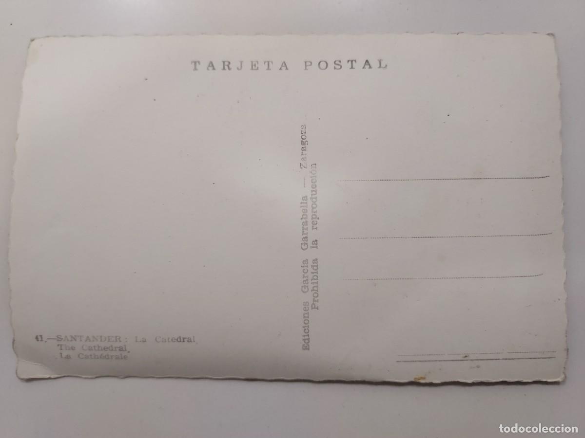 Postales: POSTAL SANTANDER LA CATEDRAL. SIN CIRCULAR. 1940 1950 - Foto 2