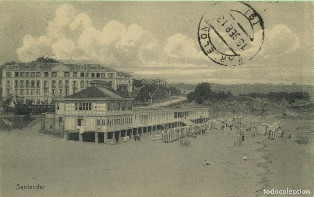 Postales: SANTANDER. Playa. Circulada en 1913 - Foto 1
