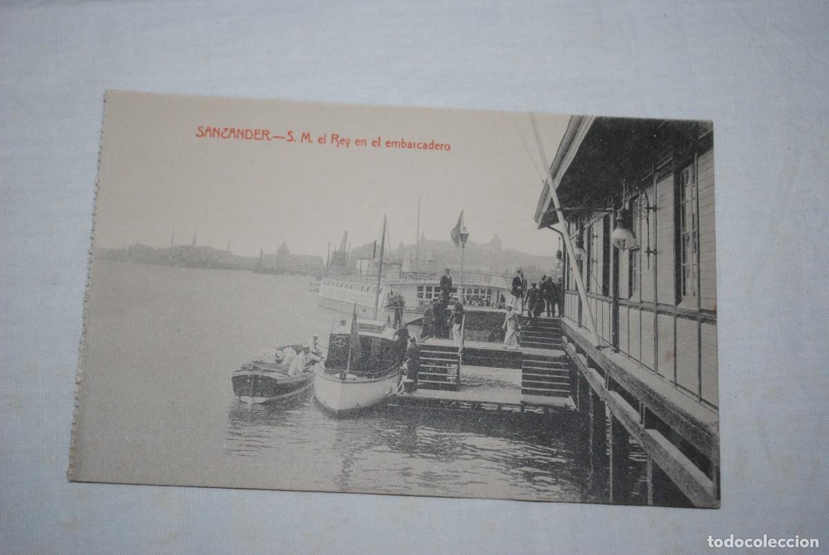 Postales: SANTANDER , S.M. EL REY EN EL EMBARCADERO - Foto 1