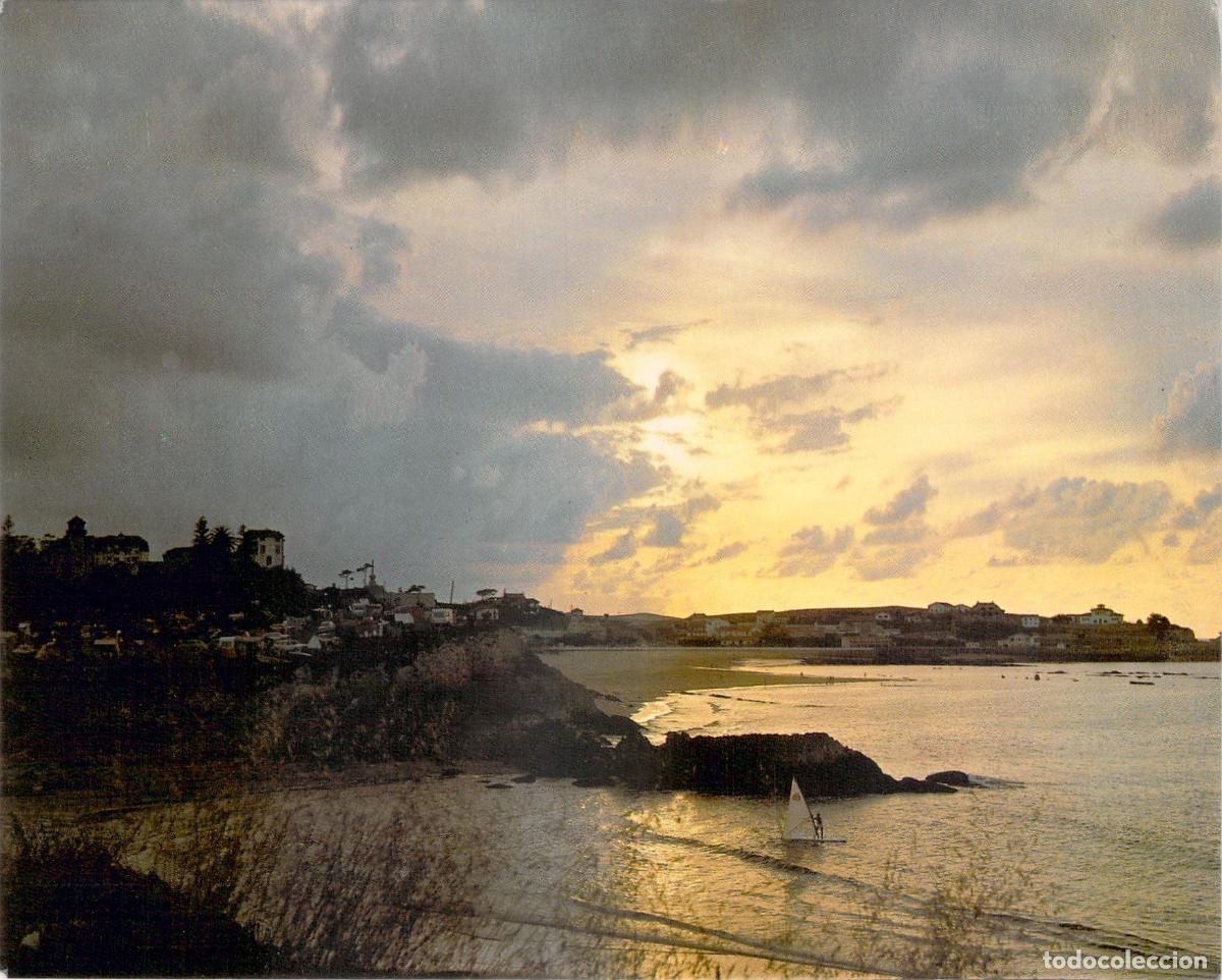 Postales: Postal de Comillas (Cantabria) - Atardecer en la Playa con Windsurf - Foto 1