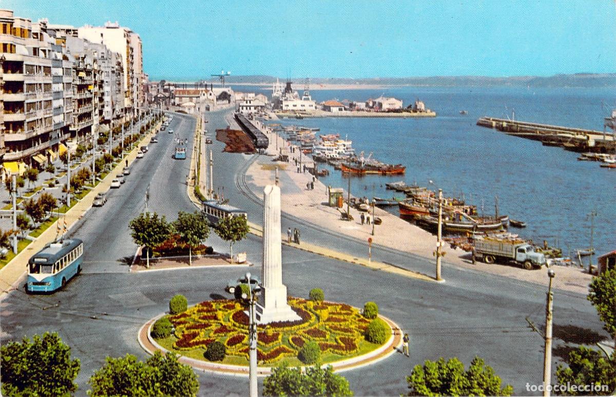 Postales: Postal Santander | Calle de Castelar, Puerto, Tranv&iacute;a y Edificios Modernos. - Foto 1