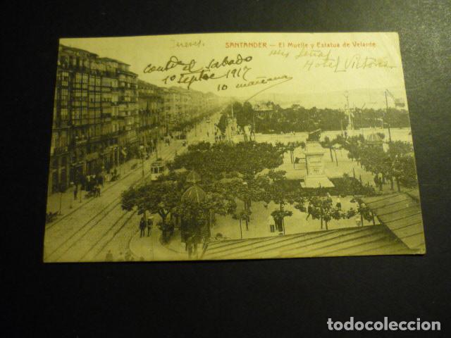 Postales: SANTANDER EL MUELLE Y ESTATUA DE VELARDE - Foto 1