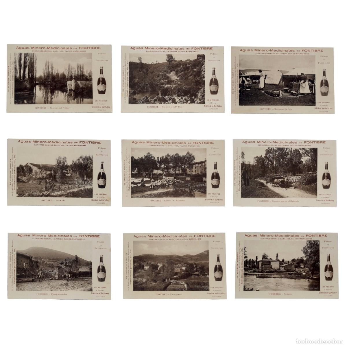 Postales: LOTE POSTALES-A&Ntilde;O 1912-AGUAS FONTIBRE-REINOSA-SANTANDER-NESTARES-VISTA-CALLE-BARCENILLA-EBRO-R FERIA