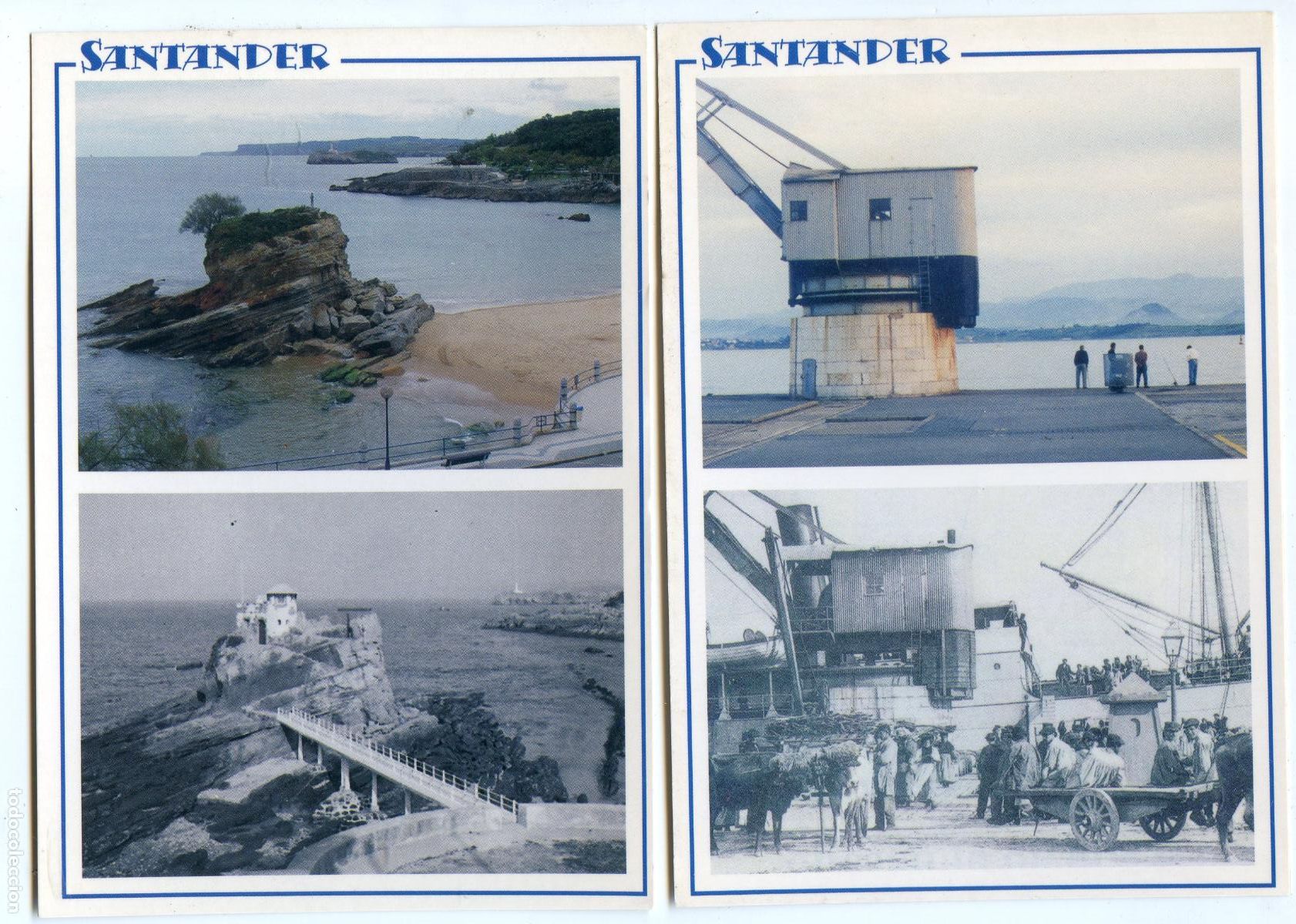 Postales: Santander, Lote de 14 postales que muestran vistas antiguas y modernas desde el mismo punto