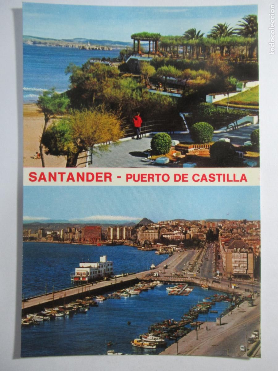 Postales: Santander - Puerto y jardines de Piquio - S/C