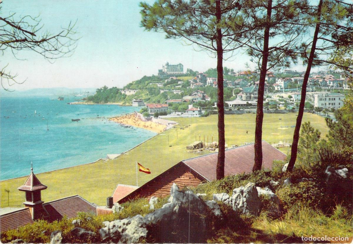 Postales: Postal Santander Playa de la Magdalena y Hotel Real
