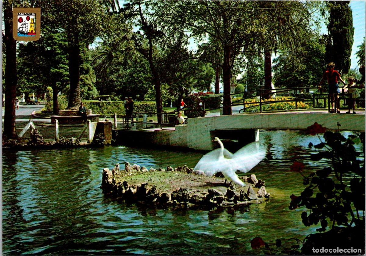 Postales: Santander - Jardines de Pereda - FISA 104 - 148x103mm - Cisne Alzando el Vuelo