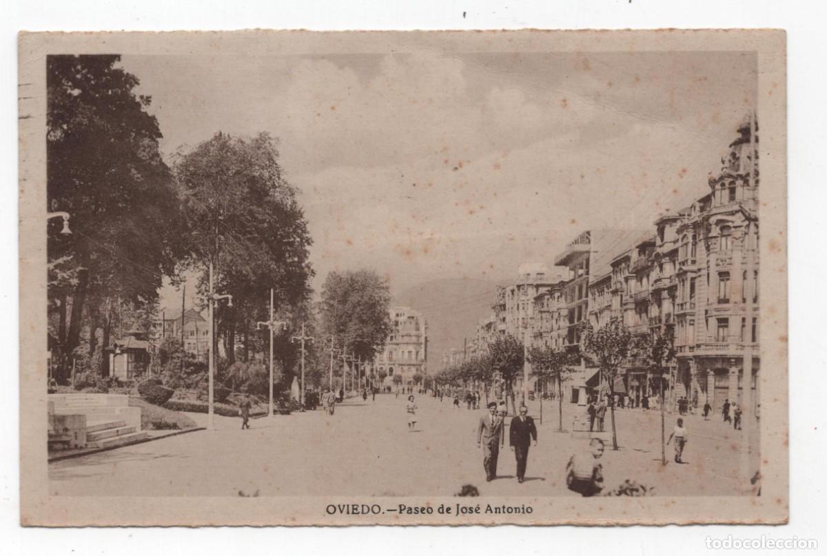 Postales: OVIEDO PASEO DE JOSE ANTONIO ESCRITA Y FECHADA EN EL A&Ntilde;O 1953