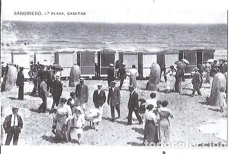 Postales: REPRODUCCION TARJETA POSTAL SANTANDERPRINCIPIO DEL SIGLO EL SARDINERO 21 PRIMERA PLAYA CASETAS