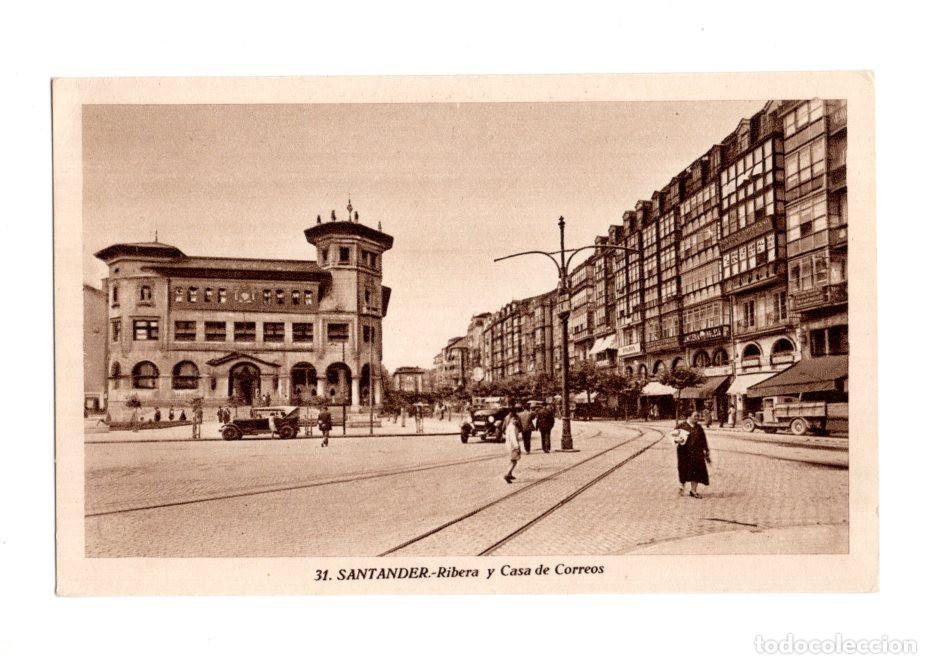 Postales: SANTANDER.(CANTABRIA).- RIBERA Y CASA DE CORREOS.
