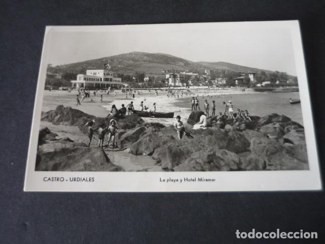 Postales: CASTRO URDIALES CANTABRIA LA PLAYA Y HOTEL MIRAMAR