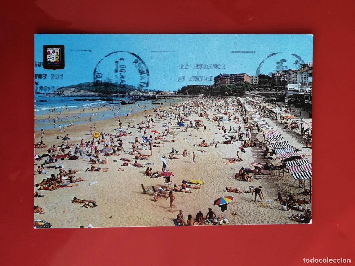 Postales: POSTAL 18535 ESCRITA-DOMINGUEZ 59 SANTANDER CANTABRIA PRIMERA PLAYA SARDINERO