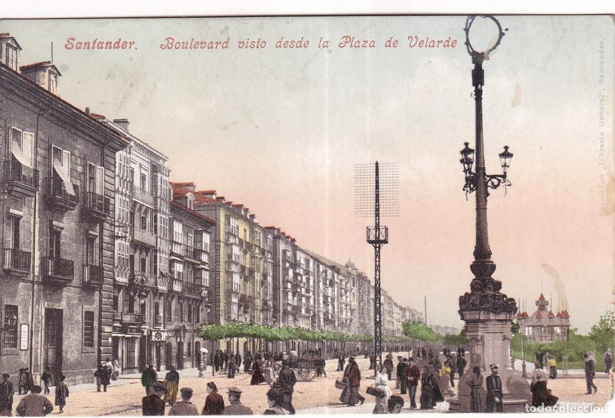 Postales: Santander. Boulevard vista desde la Plaza de Velarde. Purger 3682 Reverso sin dividir. Sin circular.