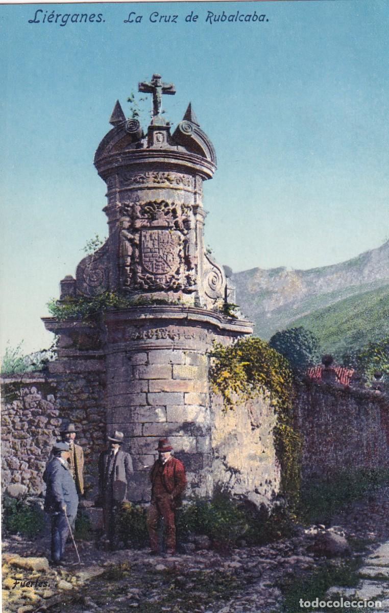 Postales: Li&eacute;rganes. La Cruz de Rubalcaba. Casa Fuertes. Sin circular,