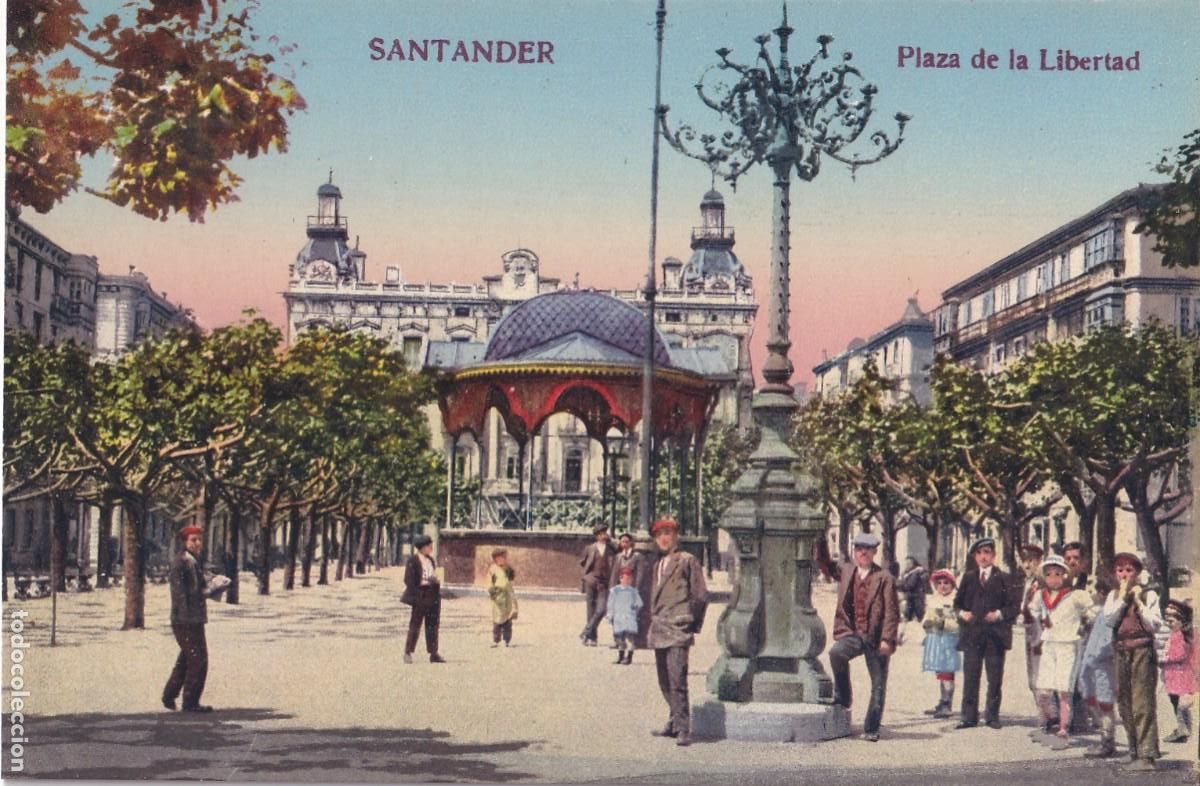 Postales: SANTANDER Plaza de la Libertad. Cromotipia Casta&ntilde;eira Alvarez y Levenfled Sin circular