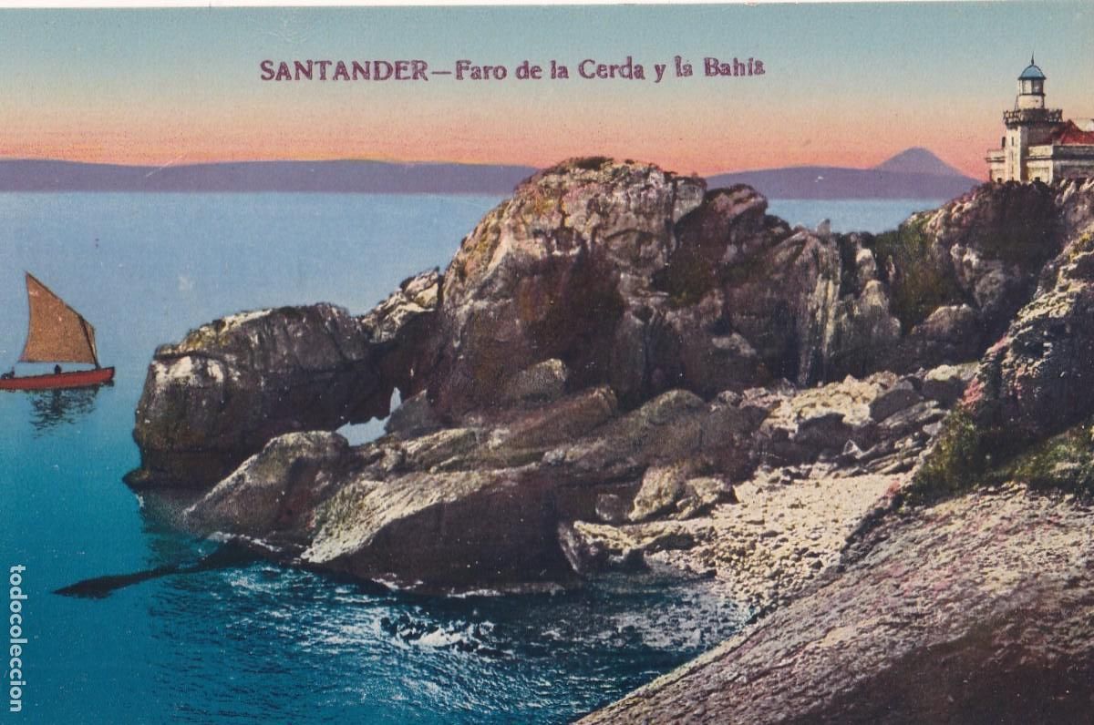 Postales: SANTANDER Faro de la Cerda y la Bah&iacute;a. Cromotipia Casta&ntilde;eira Alvarez y Levenfled Sin circular