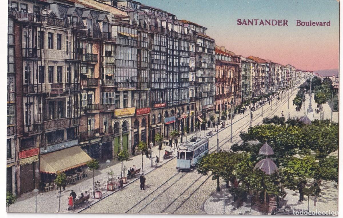 Postales: SANTANDER Boulevard . Tranv&iacute;a. Cromotipia Casta&ntilde;eira Alvarez y Levenfled