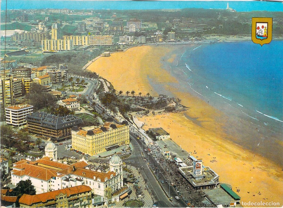 Postales: Postal de la Playa del Sardinero en Santander - Vista A&eacute;rea