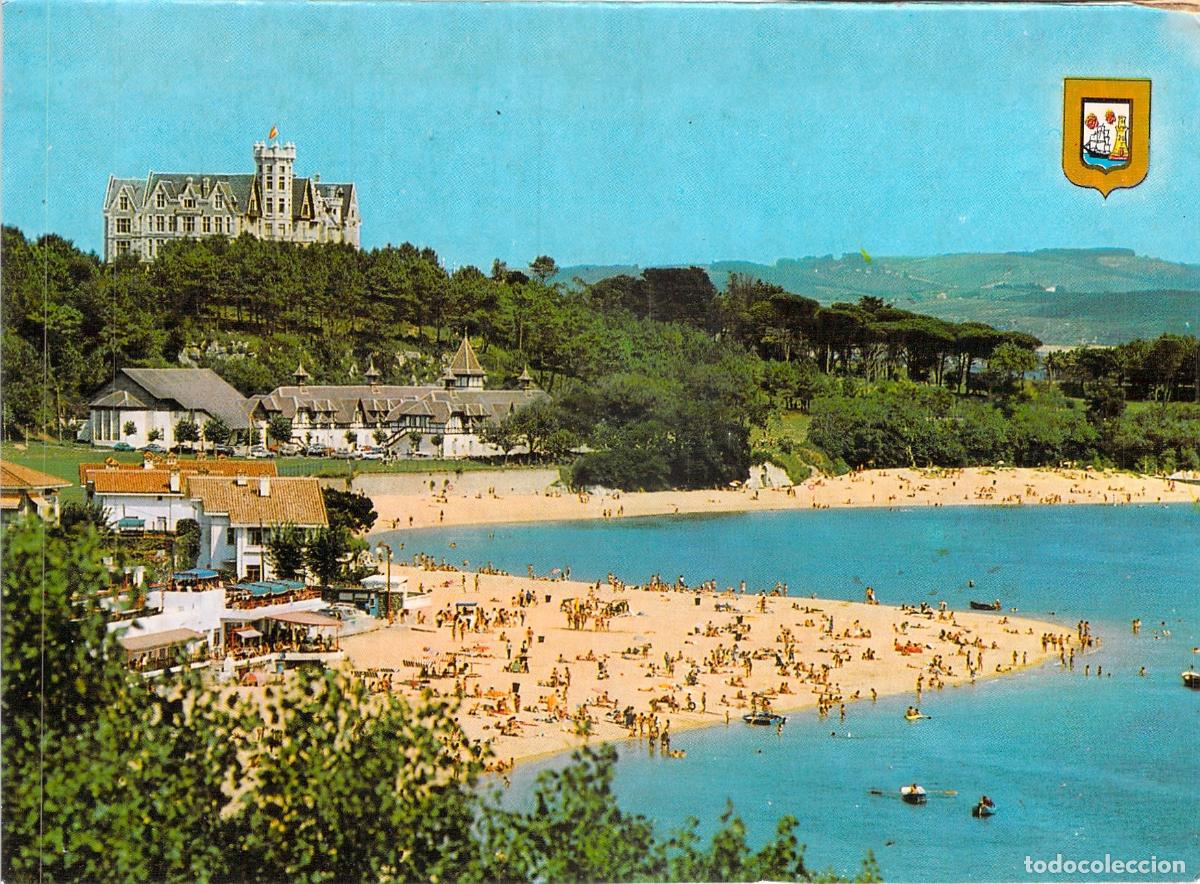 Postales: Postal Playa de la Magdalena y Palacio de Santander