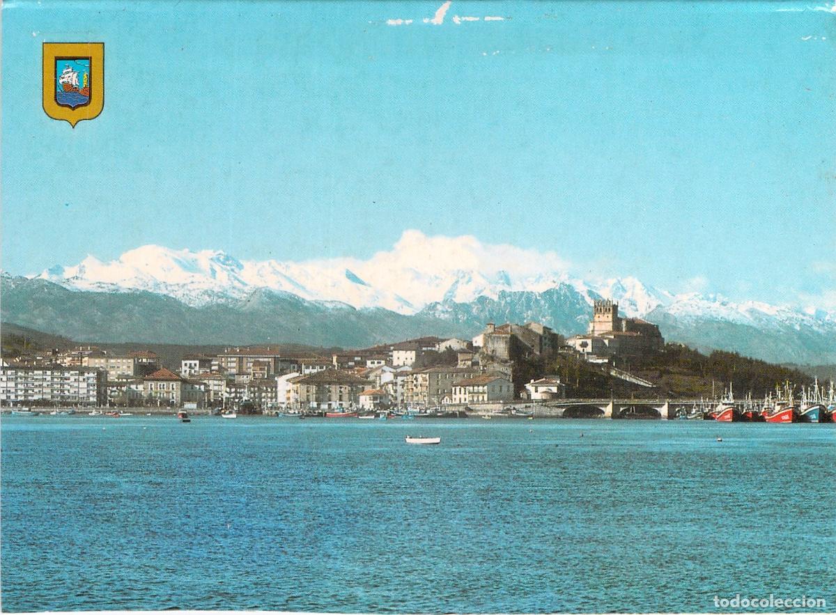 Postales: Postal de San Vicente de la Barquera con Picos de Europa, Cantabria