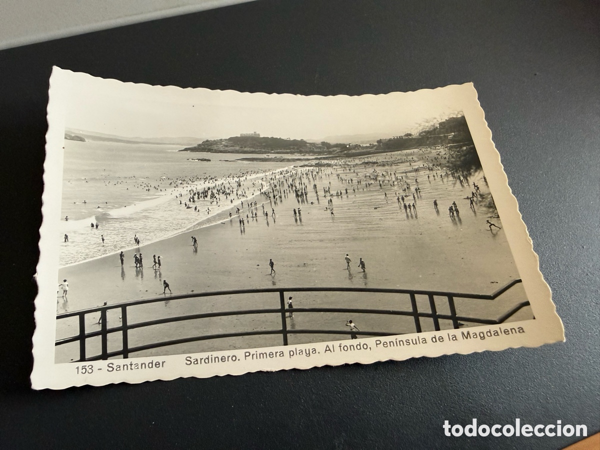 Postales: Postal SANTANDER. 153- Sardinero. Primera playa al fondo ,Pen&iacute;nsula de la Magdalena