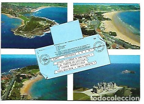 Postales: 4 VISTAS CON TELEGRAMA.- SANTANDER