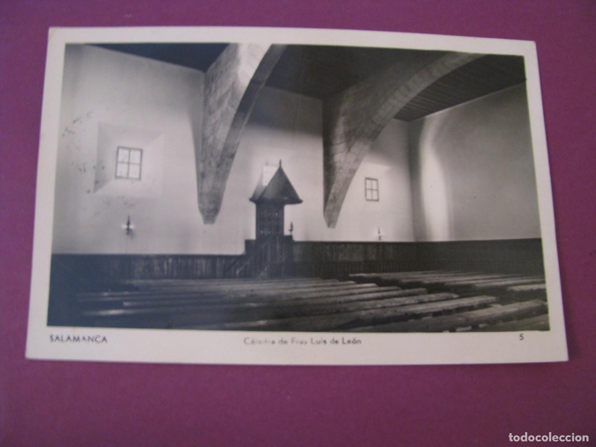 Postales: POSTAL FOTOGRAFICA DE SALAMANCA. CATEDRA DE FRAY LUIS DE LEON. MANIPEL. CIRCULADA 1957