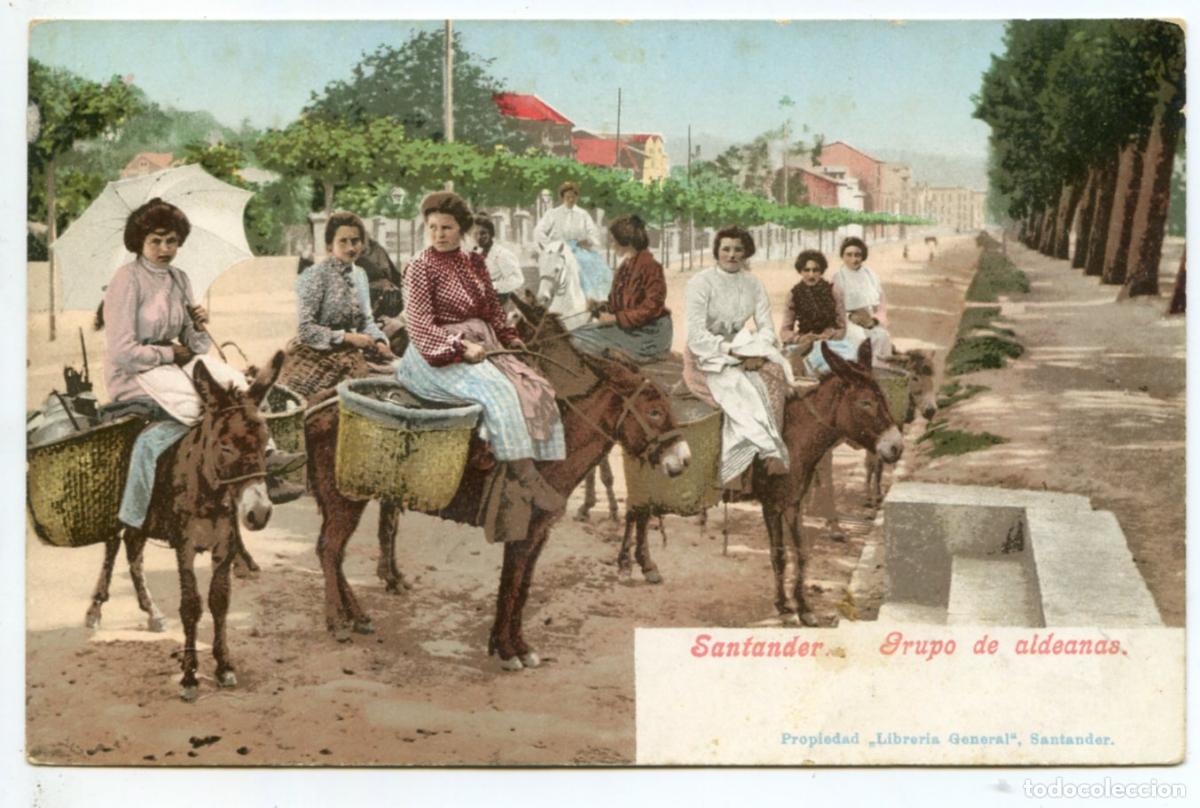 Postales: Santander. Grupo de aldeanas. Librer&iacute;a General. Purger & Co. 3736