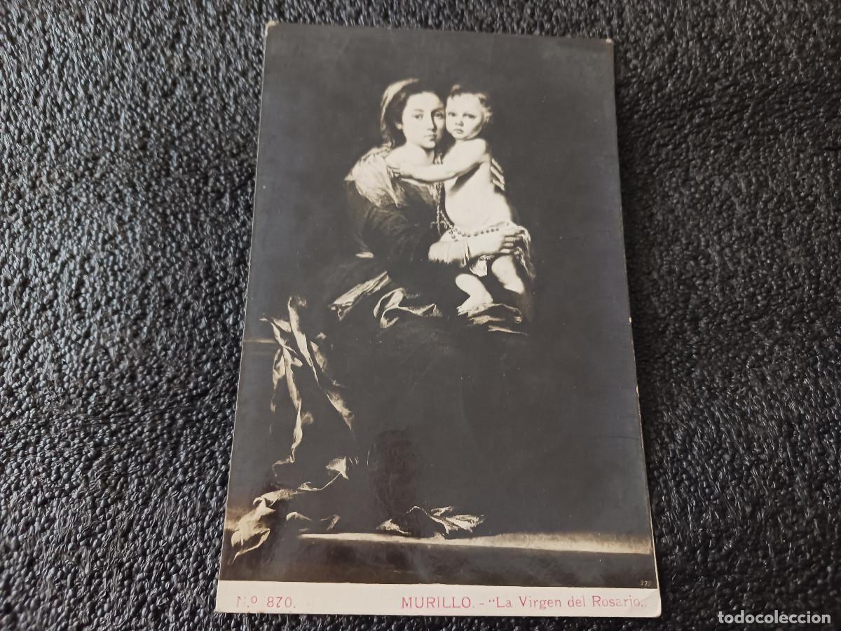 Postales: 870 MURILLO, LA VIRGEN DEL ROSARIO, MUSEO DEL PRADO 14 X 9 CM. APROX.