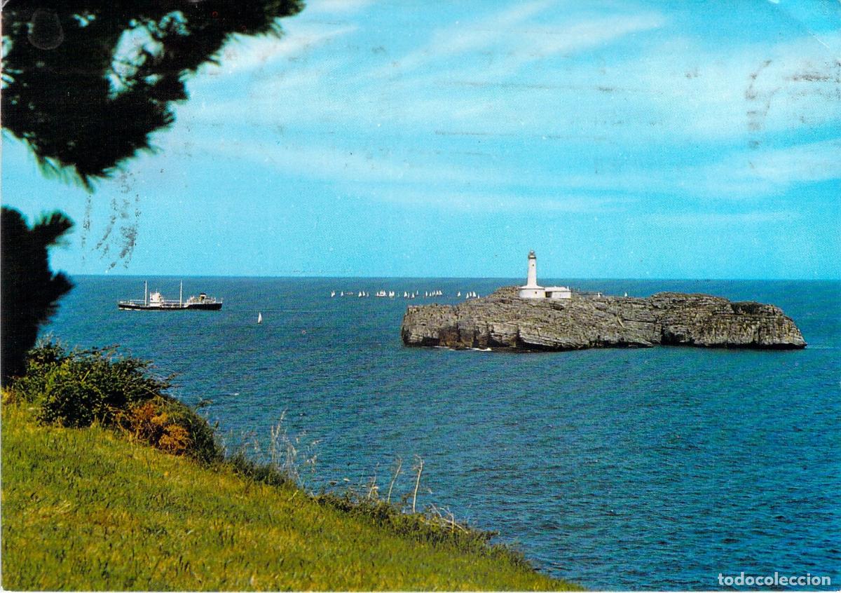 Postales: Postal Isla y Faro de Mouro, Santander con Regata