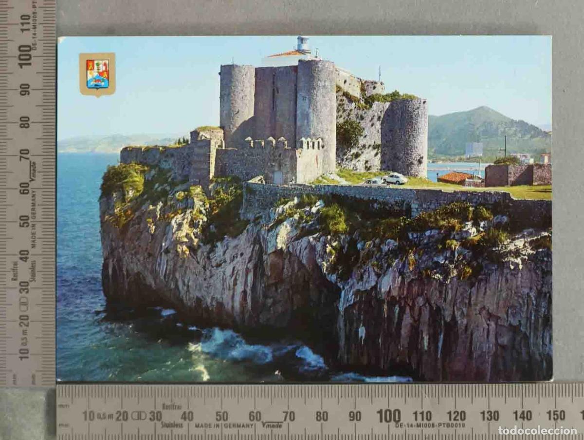 Postales: POSTAL. Castro Urdiales - Castillo de Santa Ana - Faro - Escudo de Oro