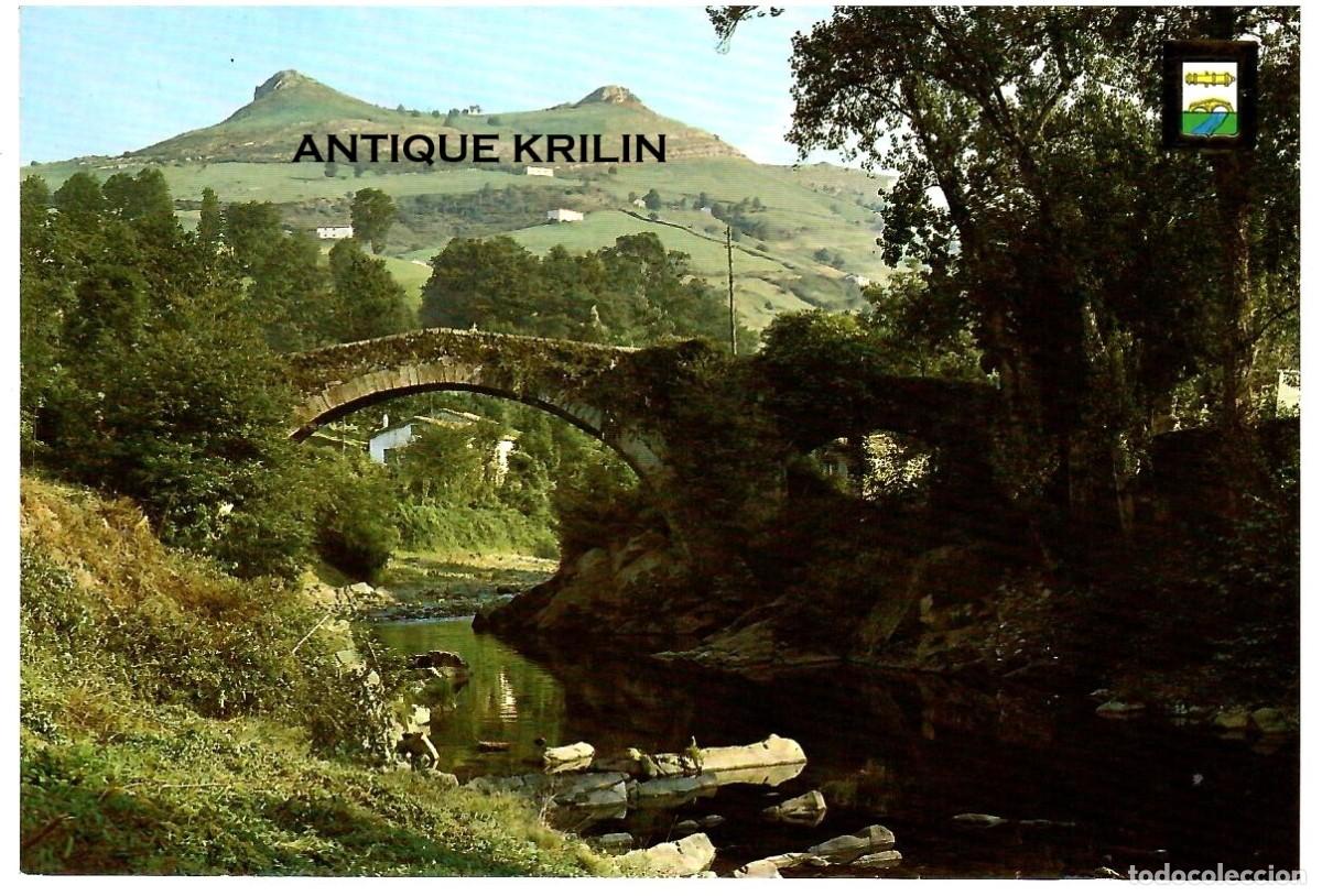Postales: LIERGANES N&ordm; 1 PUENTE ROMANICO / ESCUDO DE ORO / SIN FRANQUEAR