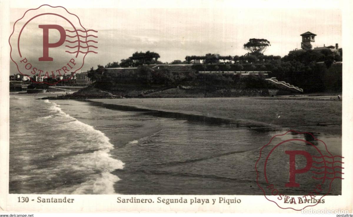 Postales: Santander Sardinero Segunda playa y Piqu&iacute;o CANTABRIA ESPA&Ntilde;A SPAIN
